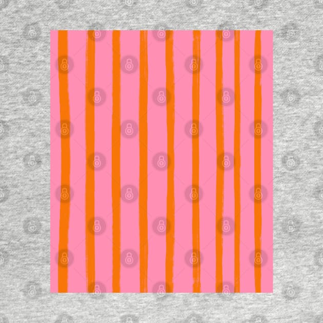 Pink and Orange Brushstroke Stripes by OneThreeSix